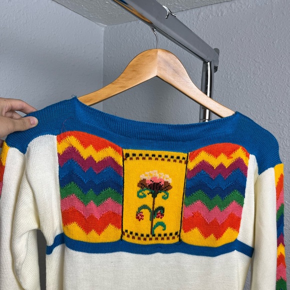 Vintage Vicki Volts Rainbow Chevron Flower Dress - Picture 2 of 16